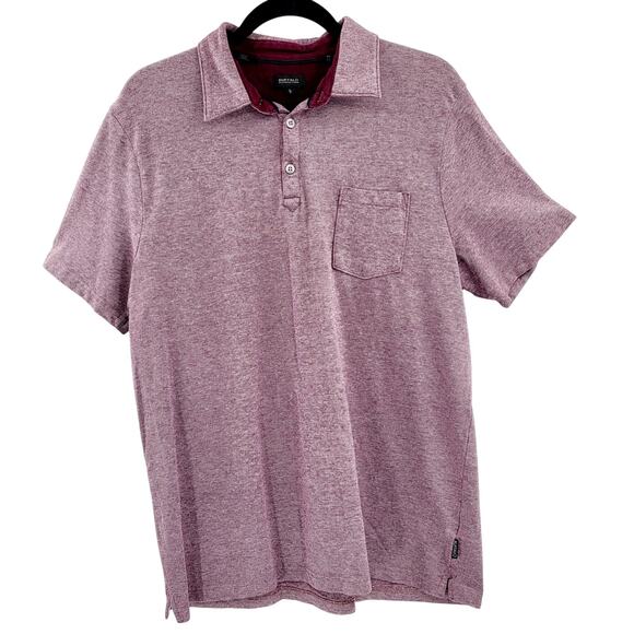 Buffalo David Bitton Maroon Red Polo Shirt with Pocket Short-Sleeved Men's Sz L - Picture 1 of 6